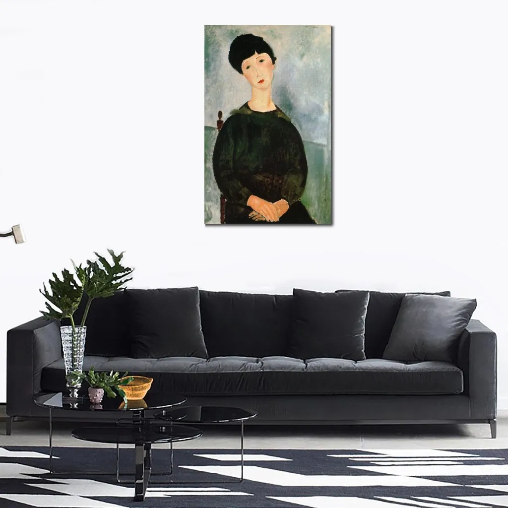 Figura femminile Astratta su tela Una giovane ragazza Amedeo Modigliani Dipinto Dipinto a mano Opera d'arte Arredamento camera da letto