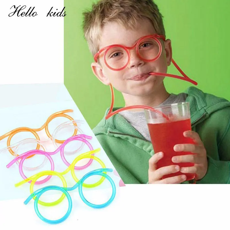 Nieuwigheid Games 1 PCS Tool Gags Bananasplit Fun Zacht Plastic Stro Grappige Glazen Drinken Speelgoed Party Joke Kids Baby verjaardag 230718