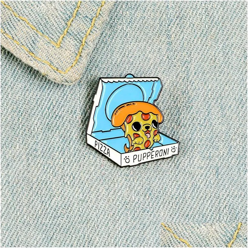 Pins Brooches Pizza Dog Pins Cartoon Animal Take Your Pet Enamel Lapel Pin Badges Clothes Shirt Bags Hats Lovely Jewelry Gifts For Dhatx