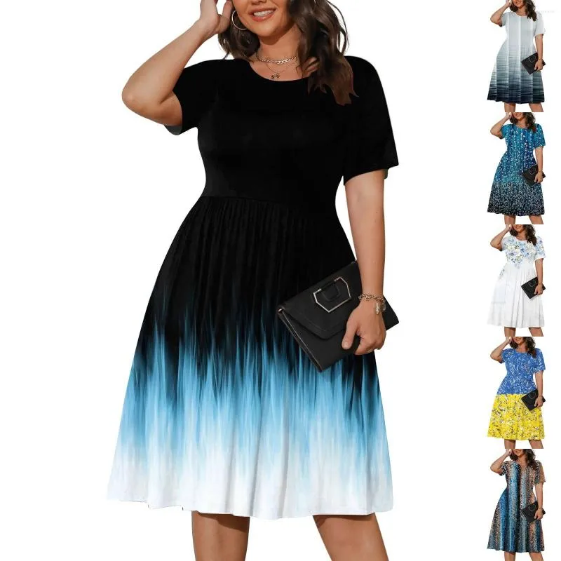 Plus Size Summer Dress Short Sleeve Paletead Waist Swing Big And Tall Shirts With Pockets For Casual Wear From Evanelena 23.59 DHgate.Com