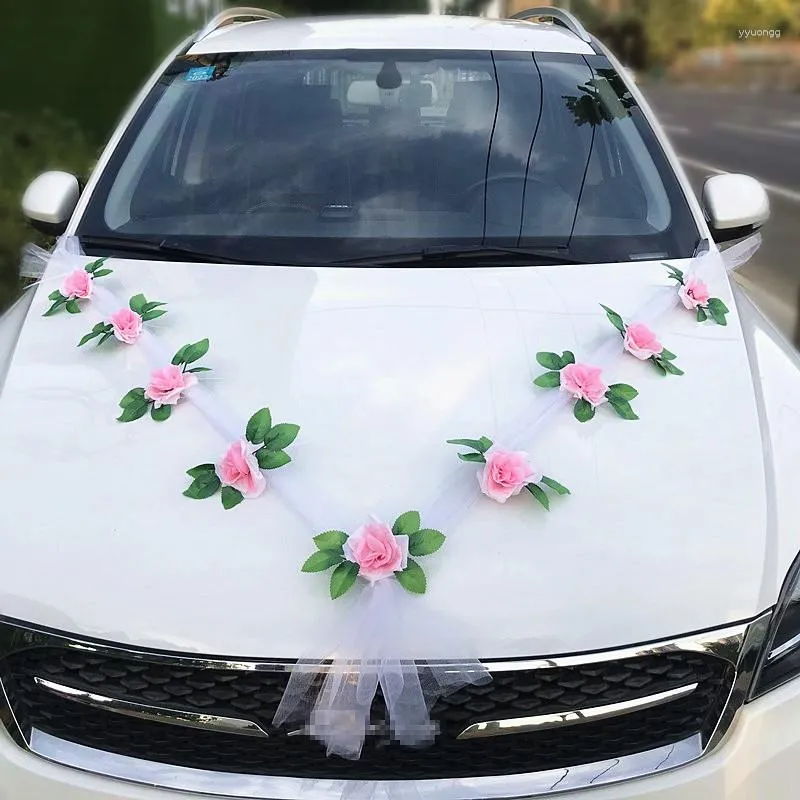 Decorative Flowers YOMDID Wedding Car Front Flower Decoration Artificial Garland For Party Accessories Simulation Rose