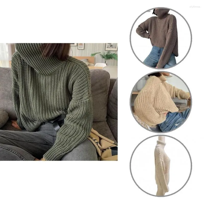 Damestruien Losse pullover Coltrui Casual Effen kleur Plain Weave Sweater