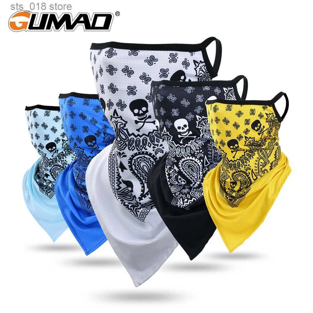 Cycling Caps Masks Men Skull Printed Bandana Cycling Face Cover Mask Ski Neck Gaiter Bicycle Running Hiking Tube Scarf Summer Cool Half Masks Women T230718