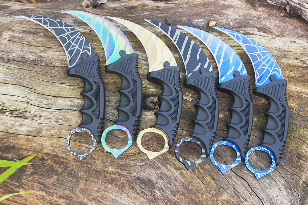 Promotion C7145 CSGO Counter Strike Karambit Knife 3Cr13Mov Steel Blade ABS Handle Claw Knives with Sheath Outdoor Hunting Survival Fighting Camping Tools