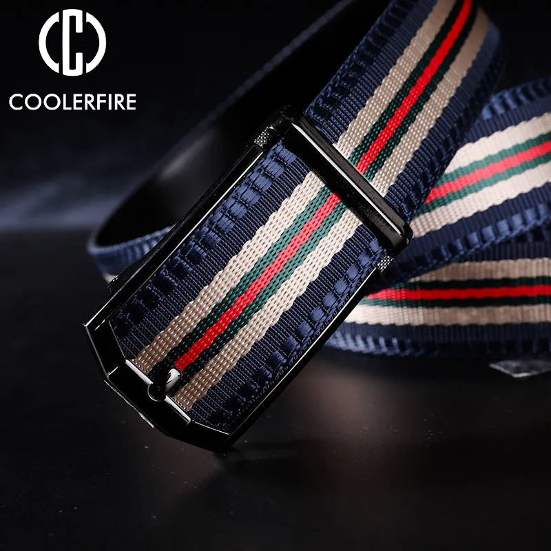 Halsband Fashion Men Belts Cavans Webbing Striped Top Quality Nylon Fabric för Alloy Buckle Luxury Casual Sports Strap ZD2120 230718