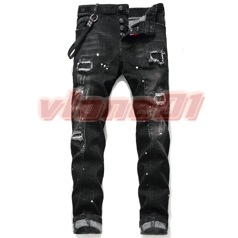 2023 Designer Mens Jeans Ripped Biker Moto Denim Pantalon Streetwear Denim Skinny Slim Straight Biker Jean Pour Homme