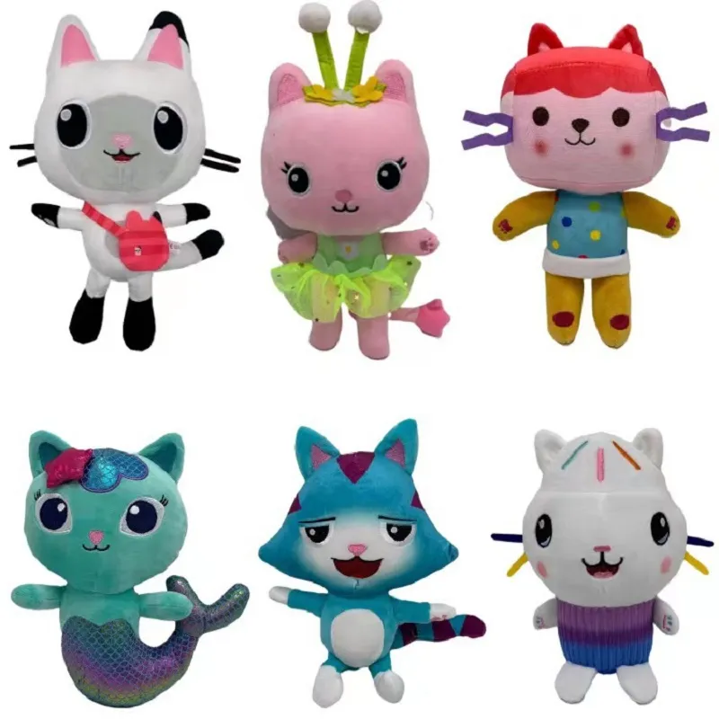 Factory Wholesale 8 Styles of Gabbys Dollhouse Cat Plush Toys Animation kring dockor för barns gåvor