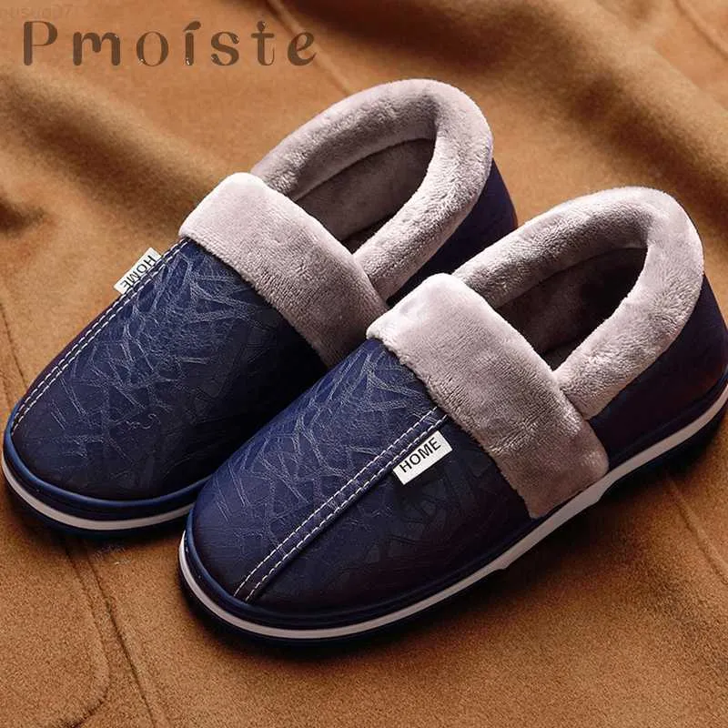 Slippers Mannen Winter Slippers Massage Memory Foam Thuis Slippers Zacht Warm Leer Indoor Slippers Man Antislip Comfort Grote Maat 50-51 L230718