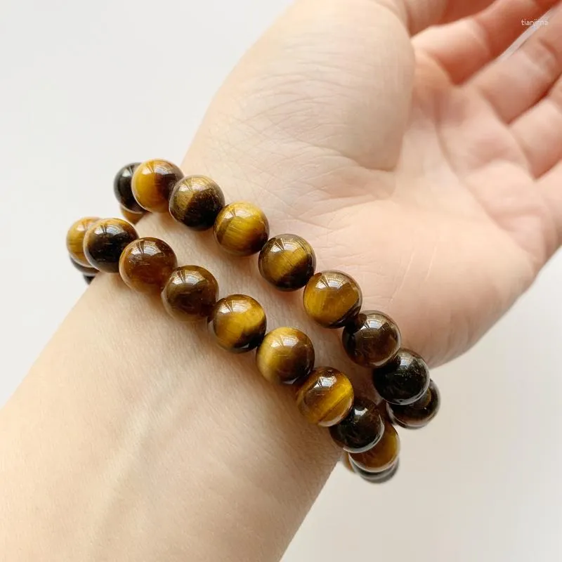 Strand Round Tiger Eye Stone Bracciali Yoga Healing Crystal Beads Bracciale Regalo di festa Gioielli fatti a mano Dropship 1pc