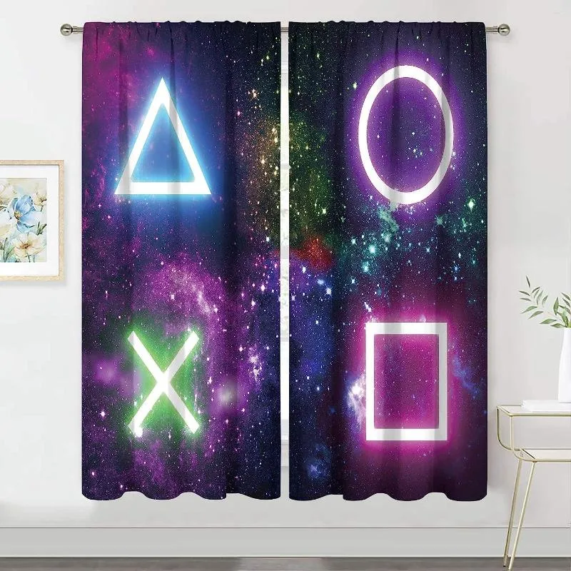 Rideau drôle étoiles galaxie Art imprimé rideaux pour salon chambre Gamer enfants garçons filles mignon animé fenêtre rideaux