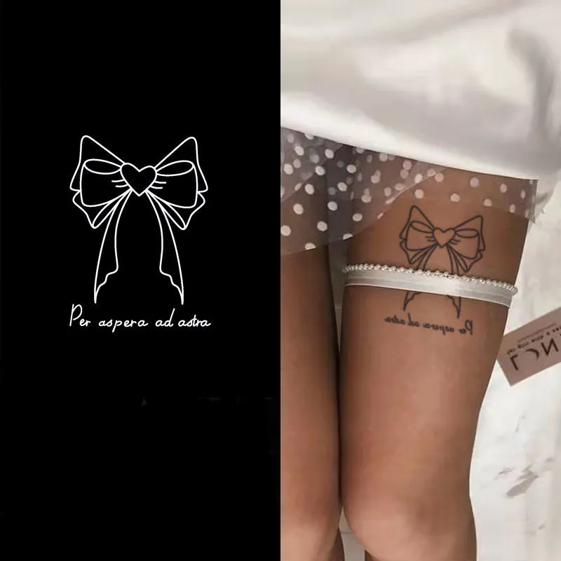 2022 New Cute Anime Bow Art Waterproof Juice Tattoo Stickers for Woman Man Body Temporary Tattoo Sexy Cute Bow Fake Tattoo