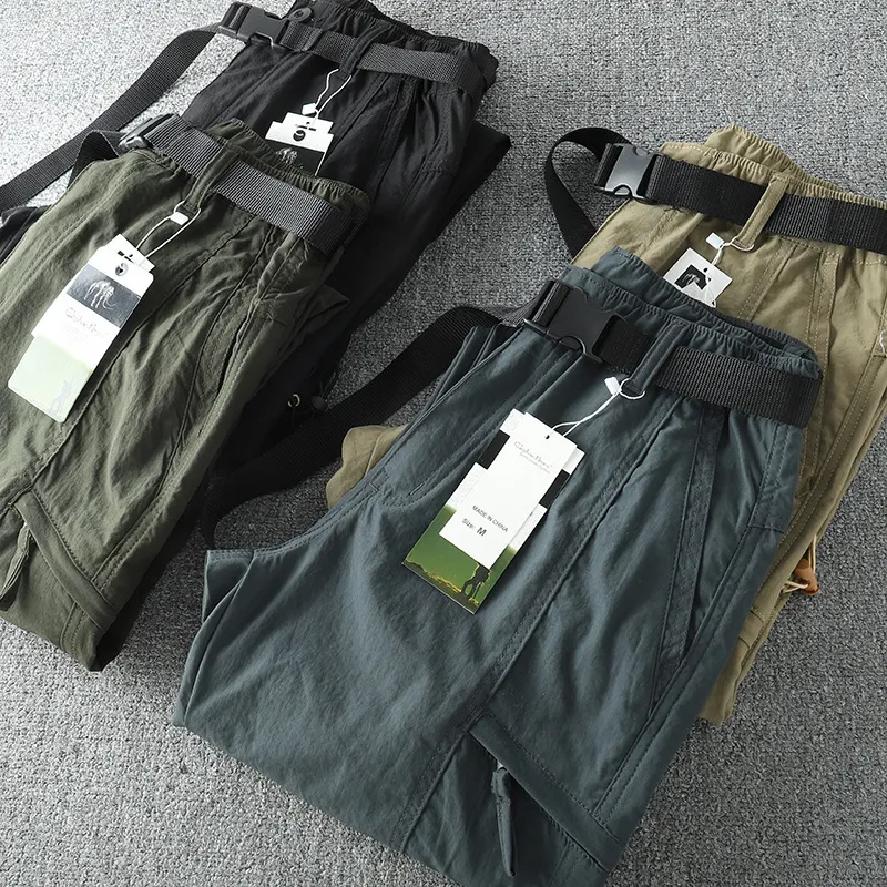 Calças masculinas ao ar livre à prova de vento à prova d'água roupas de trabalho com vários bolsos tubo reto trekking equipamento de caça calças de combate 230718
