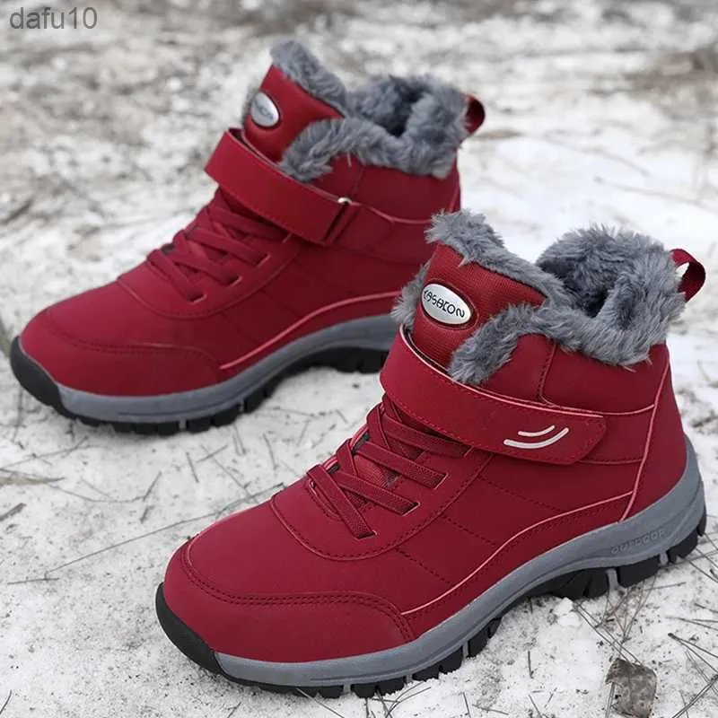 Leather Boots Men Women Shoes Waterproof Boot Man Plush Keep Warm Outdoor Ankle Boots Military Combat Boots Walk On Ice Sneakers L230704