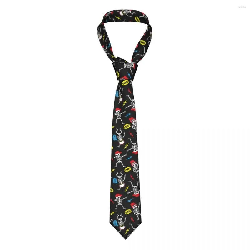 Bow więzi śmieszne kreskówka szkielet tańcząca modka hop krawat unisex moda poliester 8 cm wąska szyja dla mężczyzn akcesoria koszuli cravat