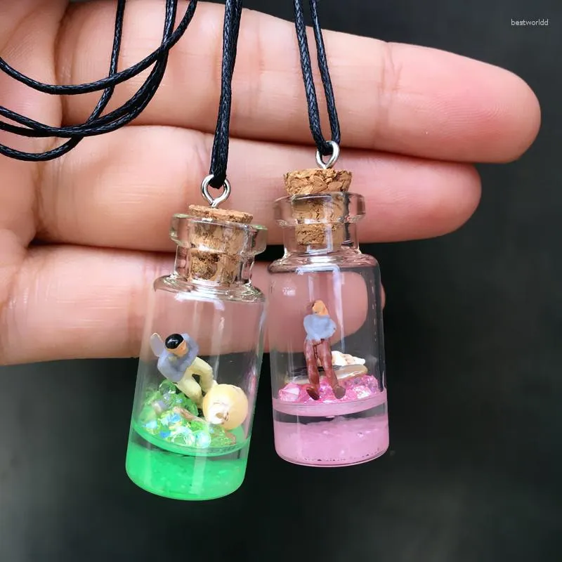 Pendant Necklaces Cute Doll In Grass Drifting Bottle Necklace For Women Handmade Stationery Conch Floater Choker Funny Jewelry Friend Gift