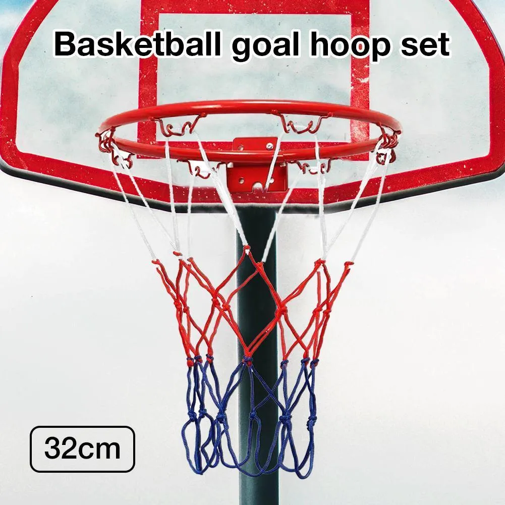 Balls 32cm Metal Wall Hanging Basketball Hoop Basketball Rim With Screws Mounted Goal Hoop Net Indoor Outdoor Shooting Practice Net 230717