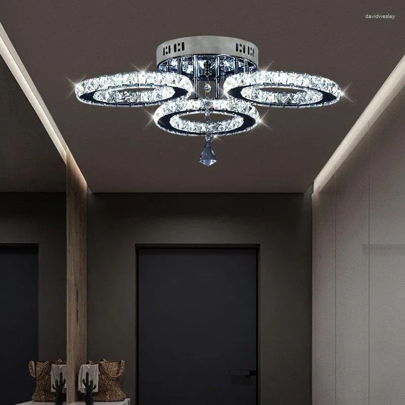 Ljuskronor modern kristall ljuskrona taklampa krom flushmontering ljus luminarias matsal plafon led lamparas lampara techo nordica