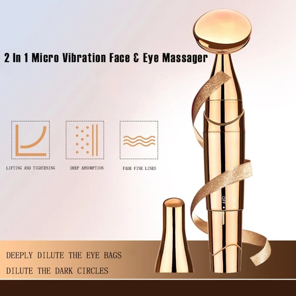 Ansiktsvårdsenheter 3D vibrerande ansiktsmaskin 2 i 1 ansiktsögon introducerare rynka reducer kropp massager skönhet enhet hudvård verktyg 230717