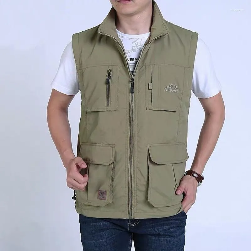 Gilet da uomo Gilet militare tattico Elegante uomo da lavoro Giacca da uomo estiva senza maniche Cappotto Techwear Giacche da motociclista Multitasche