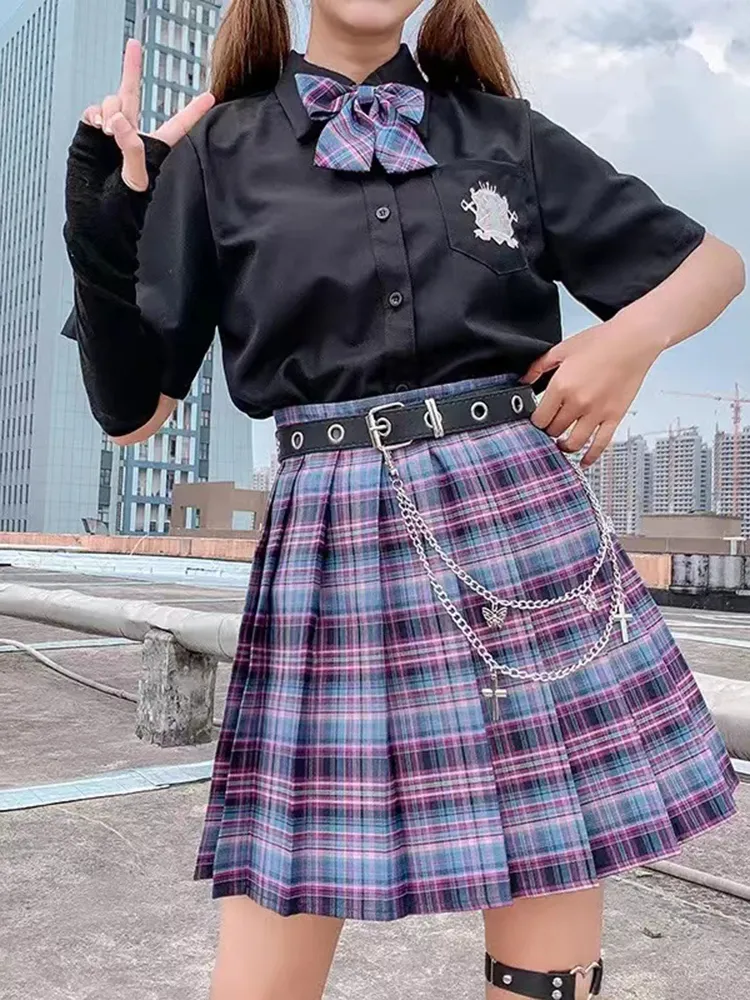 大人気【日本未入荷】 *STUDIO DOE* Western Pleated Long Skirt JMPRS Plaid High Waist Pleated Skirt With Bow Knot For Women