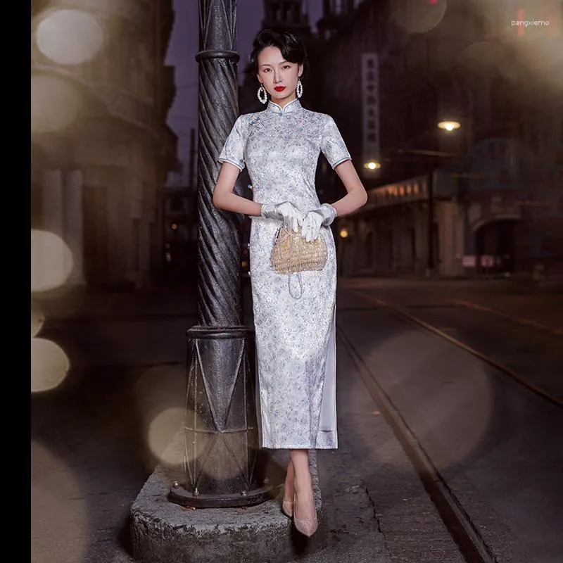 Ethnische Kleidung Sommer Frauen Seide Vintage Chinesischen Stil Traditionellen Qipao Abendkleid Plus Größe Cosplay Elegante Cheongsam Kleider