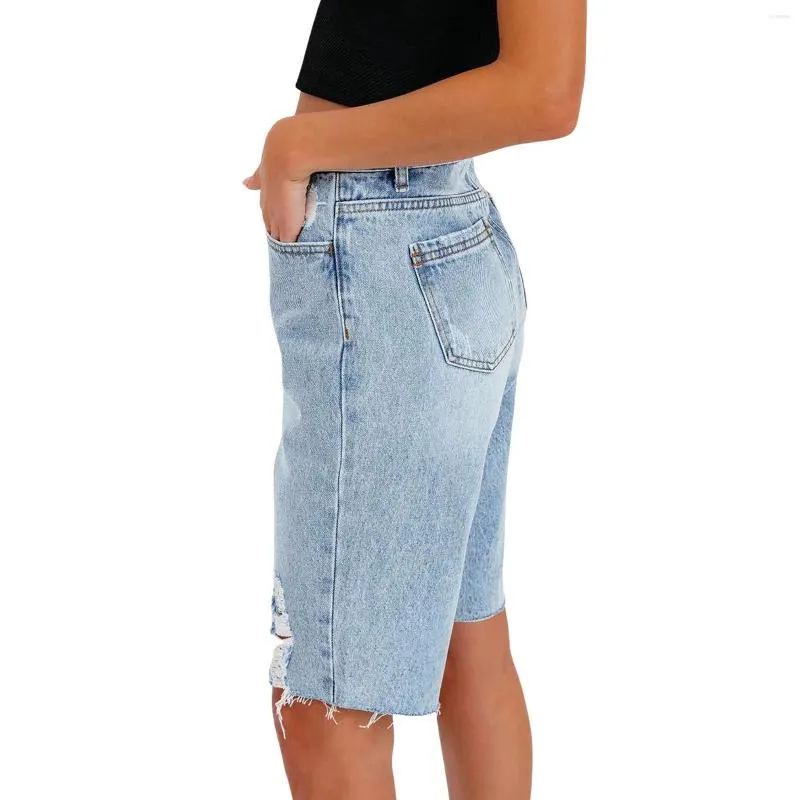 Women's Jeans Shorts Hole Leggings Streetwear Ripped Destroyed Pants Denim Short High Waisted Stretch 90s Vintage Clothes