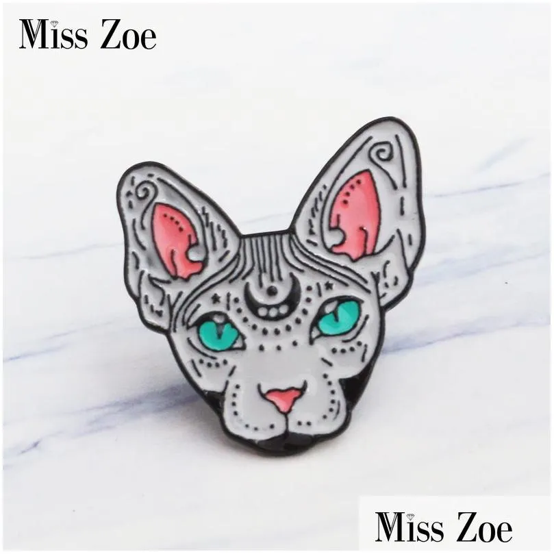 Pins Broches Canadian Hairless Emaille Pins Heks Kat Broches Gift Voor Vriend Animal Badge Knop Revers Pin Kleding Jeans Cap Zak D Dhsul