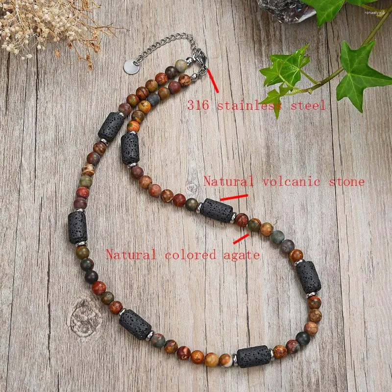 Chaînes 2023 mode pierre de lave volcanique collier de perles naturelles hommes Yoga tendance haut de gamme Design cadeau