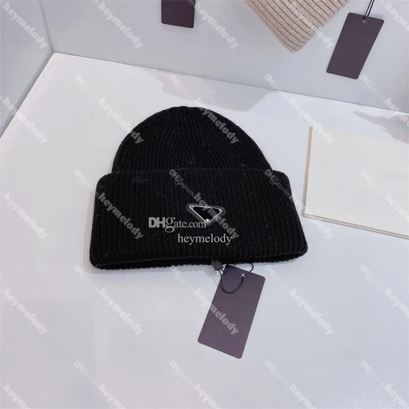 Autumn Winter Triangle Skull Caps Flanging Wool Knitted Wool Hats Men Women Thick Caps Beanies With Tags