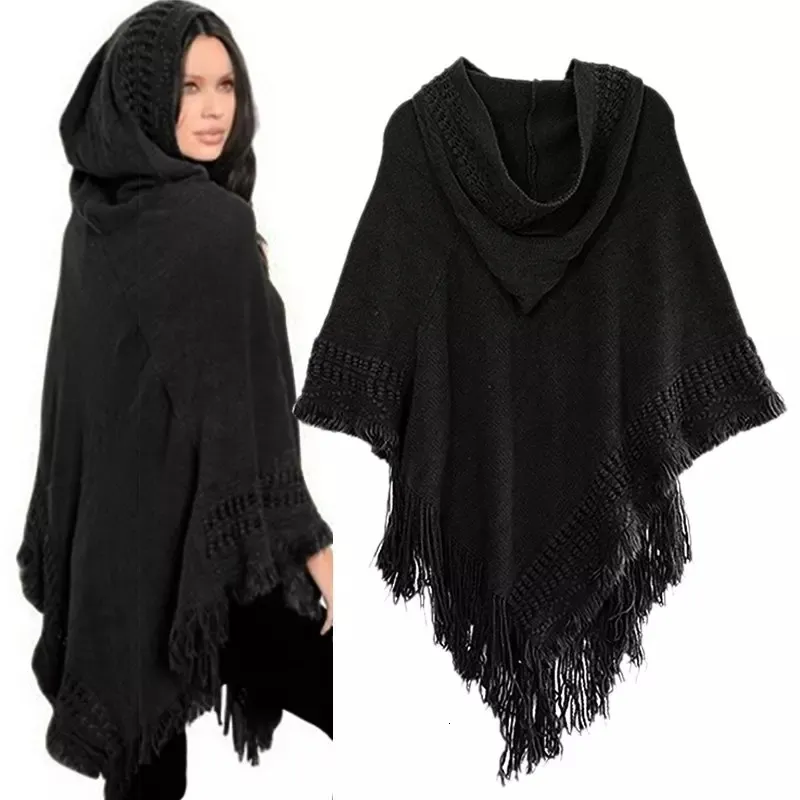 Sjaals Vrouwen Dames Kwastje Cape Jas Fringe Poncho Schuine Streep Jas Bohemian Sjaal Sjaal 230717