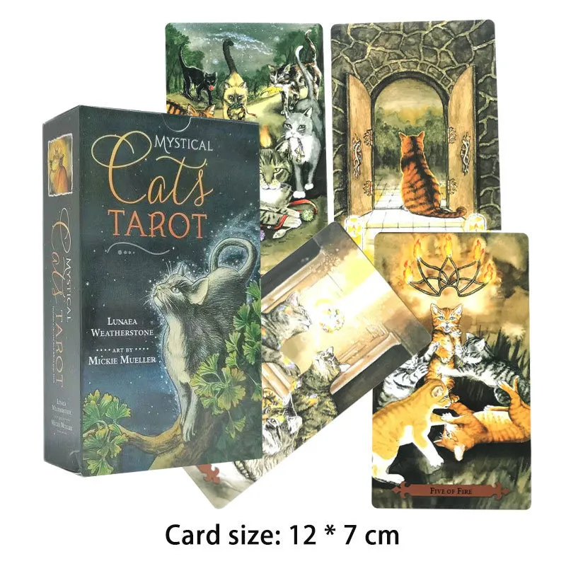 Działania na świeżym powietrzu Sprzedawanie 12 * 7 cm Tarot Mystical Cat Tarot Leisure Entertainment Games Karta rodzinna