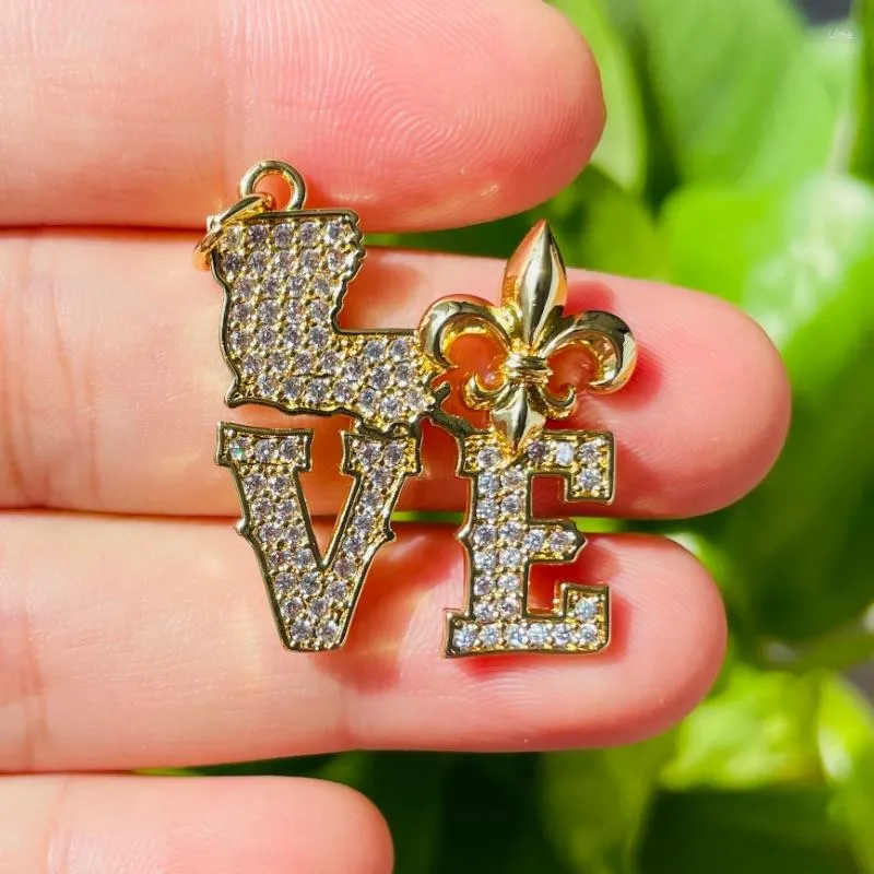 5pcs Cubic Zirconia Pave I Am Loved Word Charms Gold Plated Letter