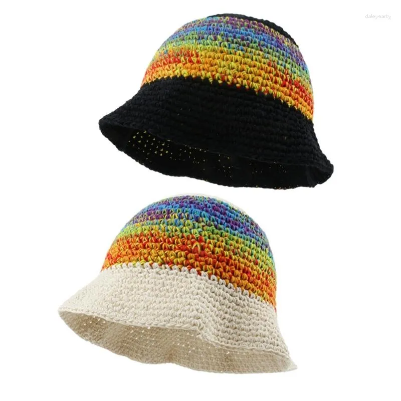 Berretti da donna all'uncinetto cappello da pescatore abbinato a colori cappello a tesa larga benna protezione solare all'ingrosso