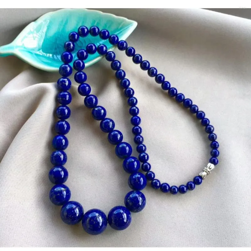 Catene Top Naturale Royal Blue Lapislazzuli Collana Gioielli Per Donna Uomo Fortuna Regalo Pietra di cristallo 5-14mm Perline rotonde Pietra preziosa