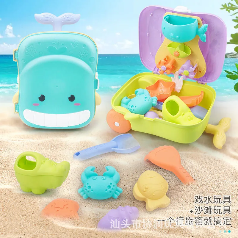 Gioco con la Sabbia Divertimento con l'Acqua 8 Pz/Set Colore Casuale Estate Bambini Giocattoli da Spiaggia di Sabbia Castello Secchio Vanga Pala Rastrello Set di Attrezzi Acquatici per Bambini Giocattolo Divertimento Stampi Bagagli 230718