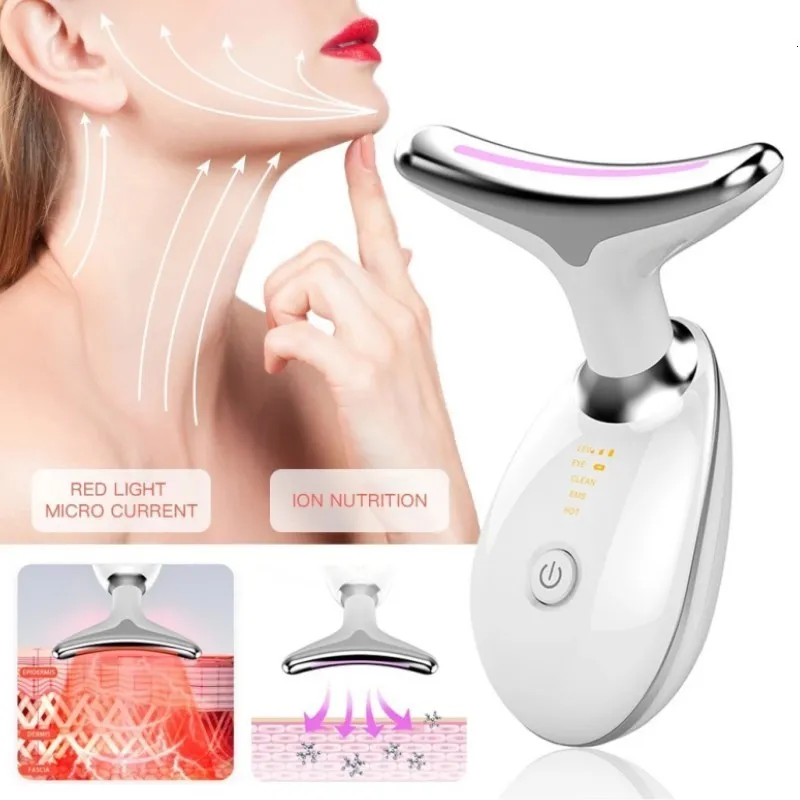 Ansikte Massager Neck Face Beauty Device LED Pon Therapy Skin Draw Minska Double Chin Anti Wrinkle Ta bort lyft Massager Skinvårdsverktyg 230718