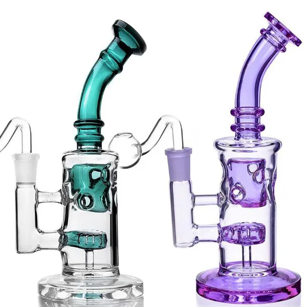 Klein Recycler Oil Rigs Glass Water Bongs Hookahs rökrör Huvudt glas dab bong med 14 mm banger