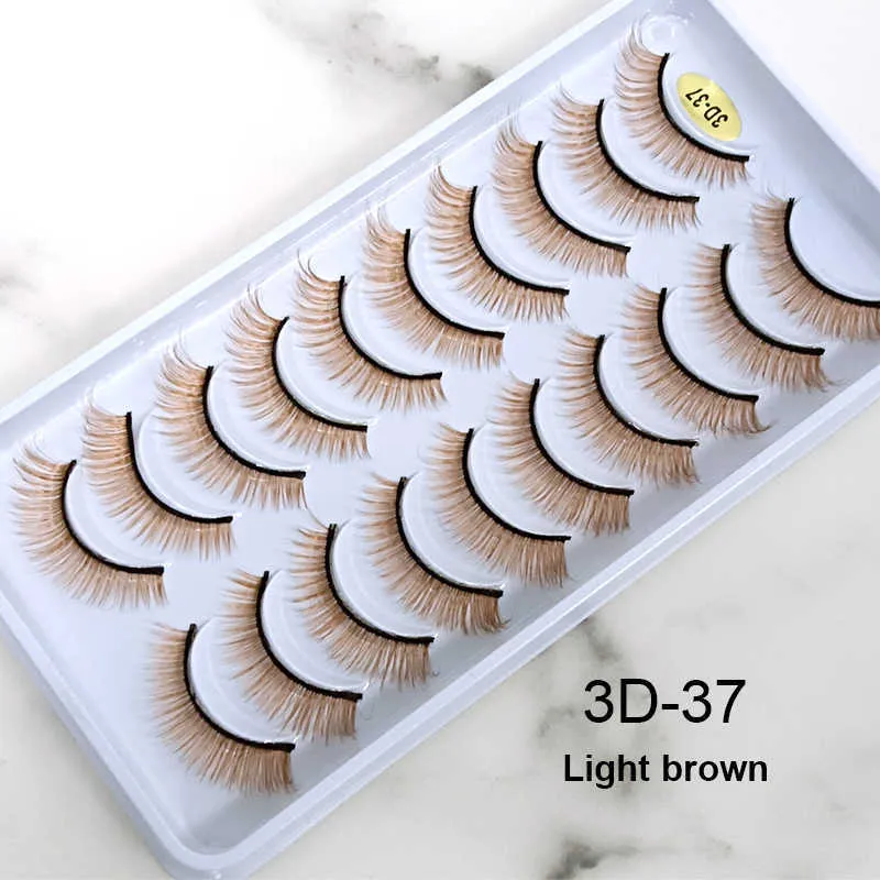 10 Paia/set 3D Ciondolo Fibra Femmina Ciglia Finte , Naturale Occhio Fine Estensione Per - Foto 4