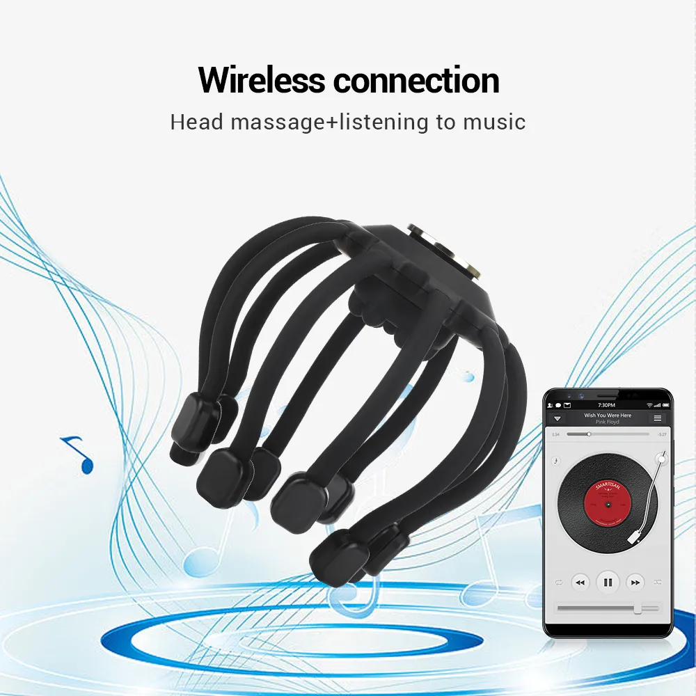 Head Massager Electric Head Massager Wireless Connect Music 4 modes Head Scratcher Massage Scalp Relieve Fatigue Relax_voghion.com