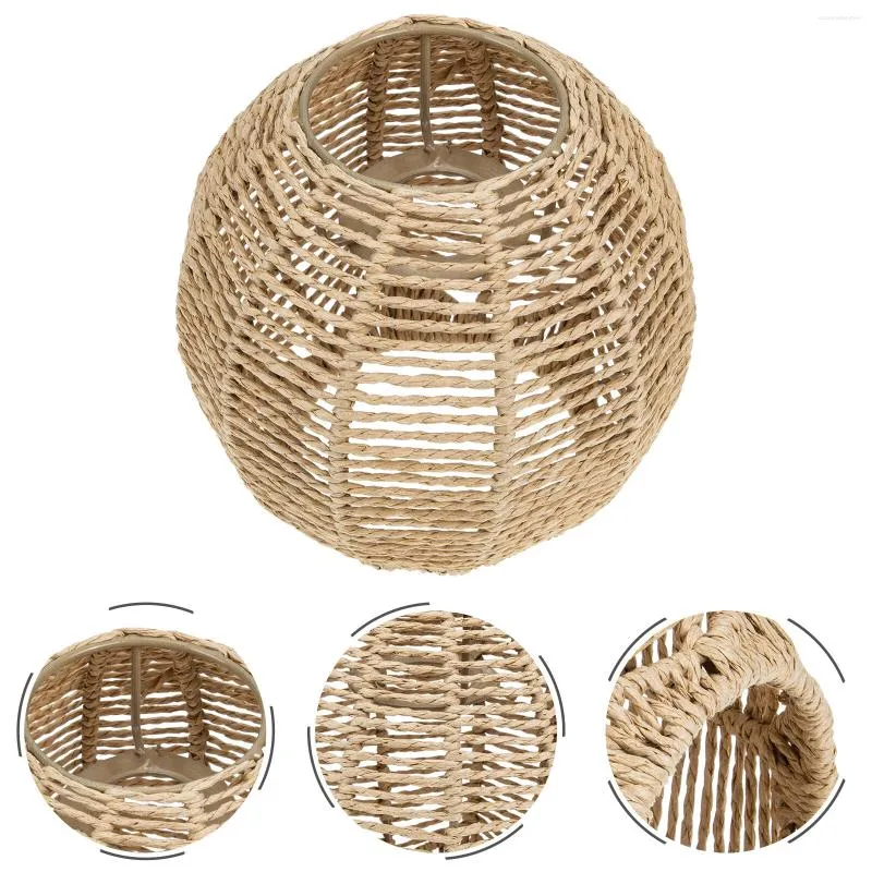 Lampade a sospensione 2 Pz Plafoniera retrò Cina Lampada Paralume Tessuto Rattan Tessuto Imitazione Copertura Corda Simulato