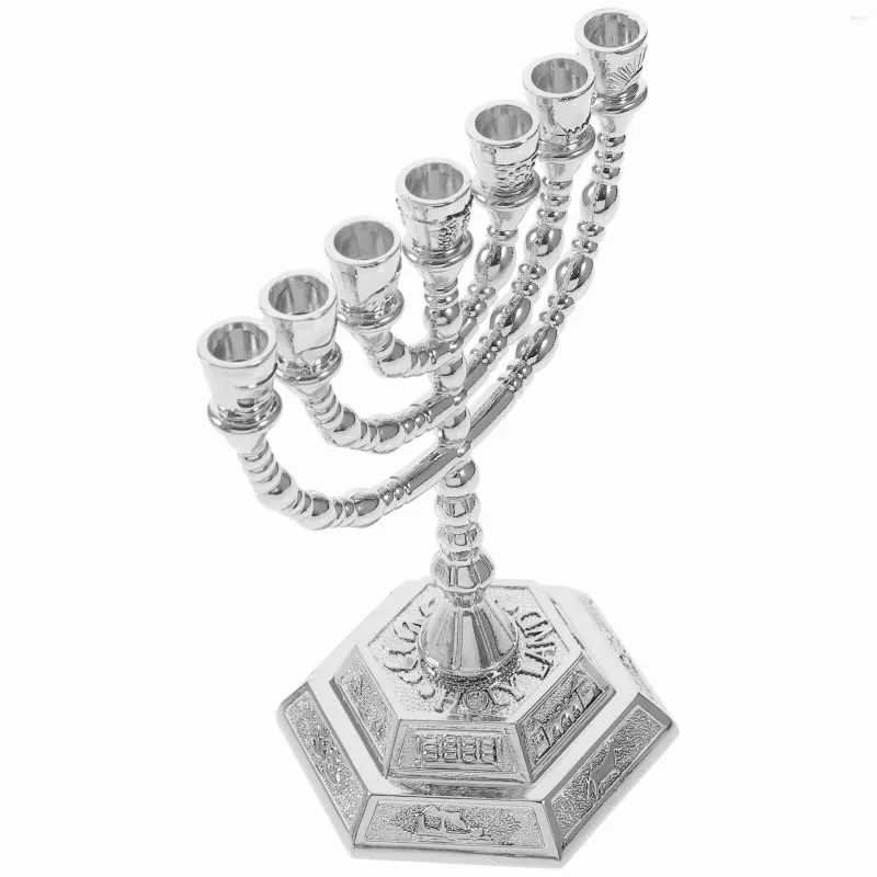Ljusstakares skrivbordsljusstakar ornament bord små zink legering menorahs prydnad heliga land gåvor