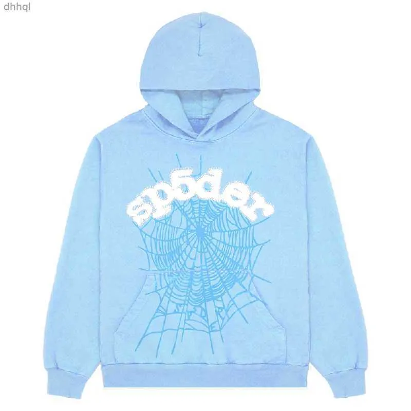 Erkek Hoodies Sweatshirts Yeni Mavi Hoodie Erkekler Kadın Hip Hop Young Thug Spider Geniş 555555 Baskı kazık