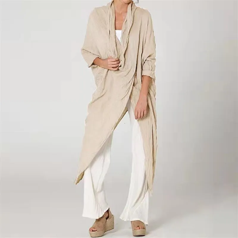 Women's Blouses Shirt Tops Fashion Solid Asymmetrical Vintage Long Sleeve Casual Cowl Neck Loose Blusas Femininas 230717