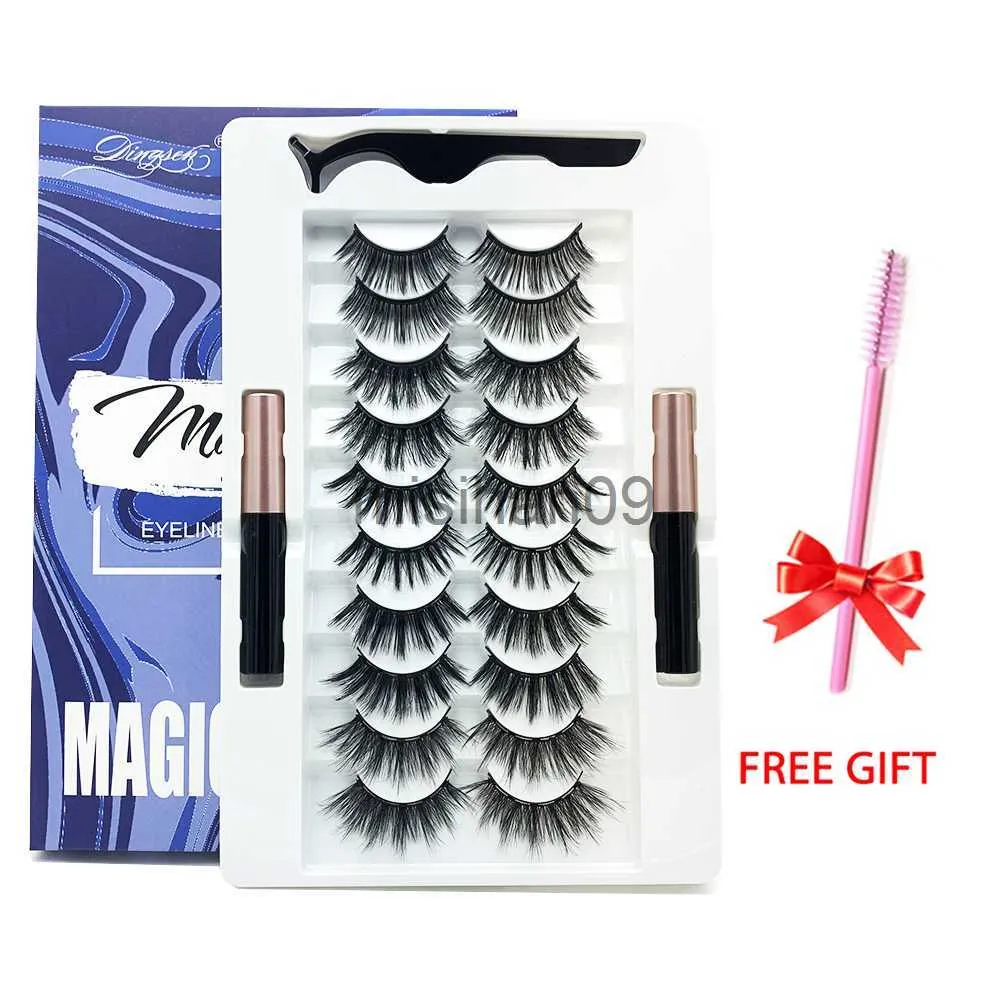 Ciglia finte Ciglia magnetiche di visone 3D Ciglia magnetiche durature impermeabili Eyeliner Pinzette Fatte a mano Uso ripetuto Estensione trucco Ciglia finte Set J230717