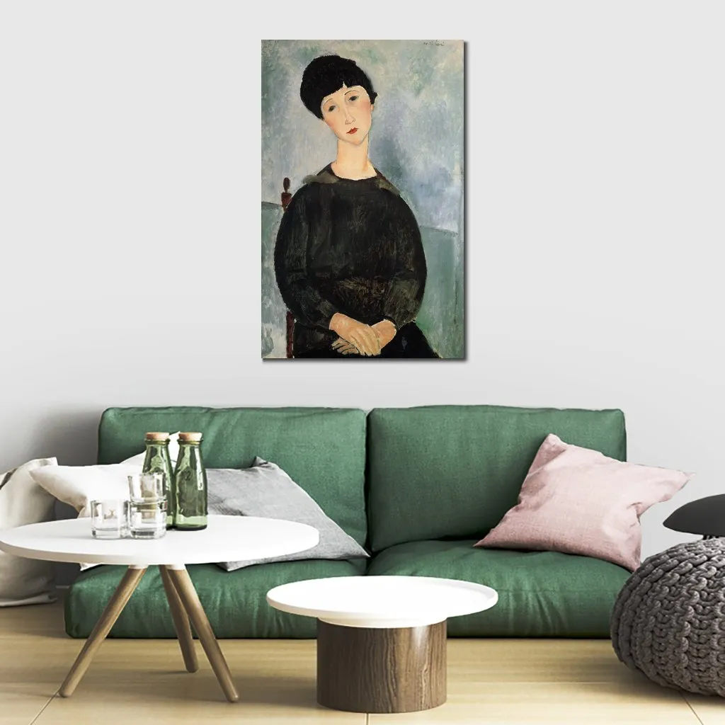 Haute qualité Amedeo Modigliani peinture femme assise avec enfant à la main toile Art moderne Restaurant décor