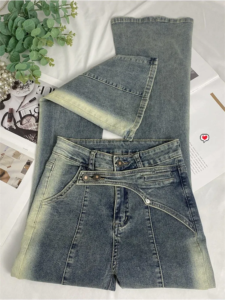 Jeans femme élégant évasé femme taille basse Stretch coton Denim pantalon Vintage Streetwear Y2k mode Jean femme C hing 230718