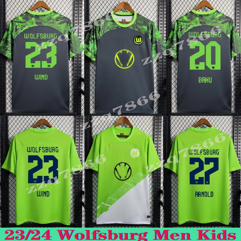 23/24 VFL WOLFSBURG SOCCER JERSEYS WEGHORST STEFFEN BREKALO 2023 2024 FOTBALLKIRT ARNOLD XAVER MBABU GUILAVOGUI MEHMEDI ROUSSILLON MEN KIT KIT ANVÄNNANDE