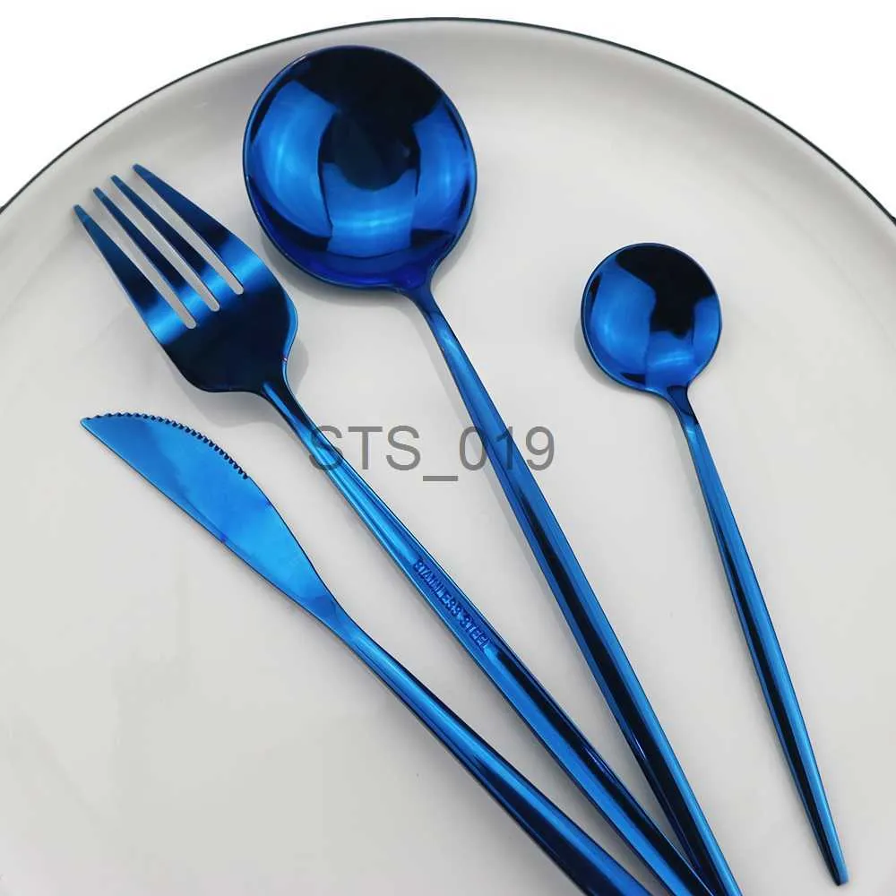 Бруки трусики Другие трусики элегантные и благородные синие столовые набор набор посуды набор 304 из нержавеющей стали.