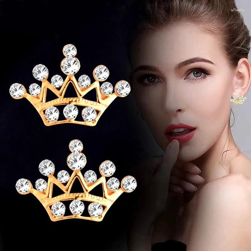 Brincos de tachas SINLEERY Charme Pequena Coroa de Cristal para Mulheres Festa de Casamento Moda Jóias Acessórios ES530 SSB