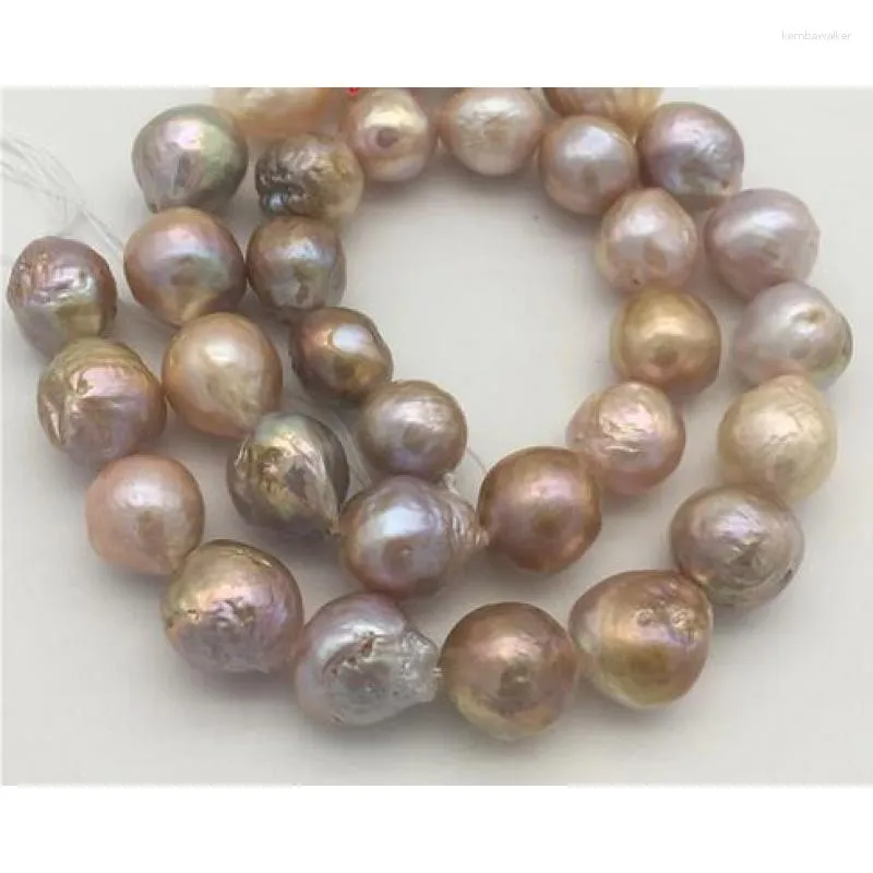 قلادة قلادة طبيعية للمياه العذبة المستزرعة النووية متعددة الألوان Edison Pearl Beads 12-13mm Nelace 18 "؛